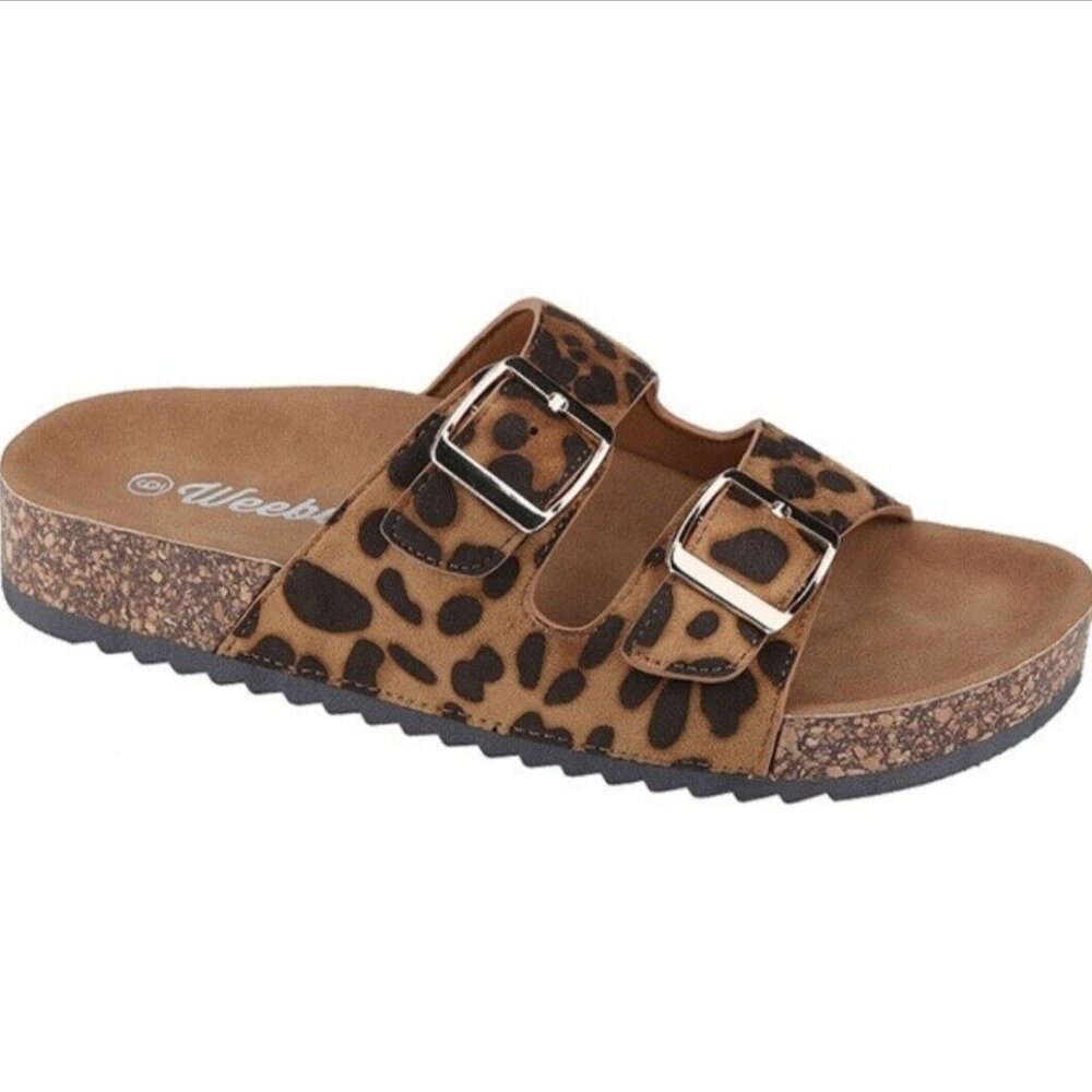 Weeboo Leopard Cork Suede Leather Birk Sandals